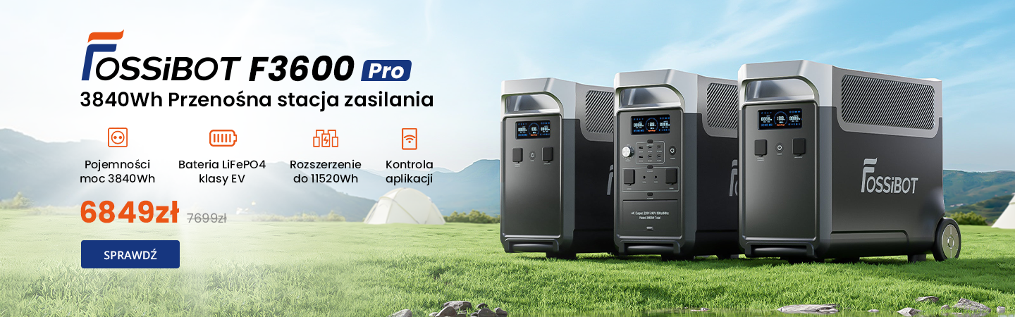 Przenośna stacja zasilania FOSSiBOT F3600 Pro 3840Wh 3600W, baterią LiFePO4, Kontrola aplikacji, rozszerzenie do 11520Wh